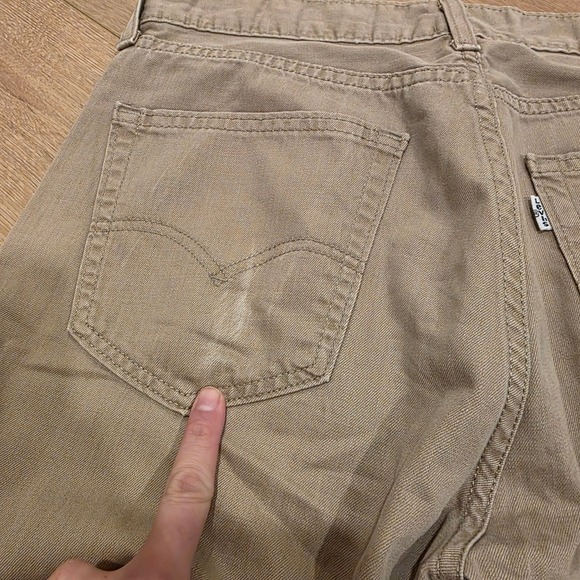 Levis 505 Jeans Mens 32x32 Tan Khaki Regular Fit Straight Leg White Tab - Picture 13 of 14